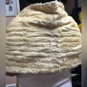 Elegant Cream Faux Fur Shawl